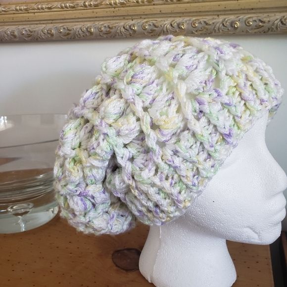 Super Slouch Pastel Color Crochet Hat - Picture 1 of 5